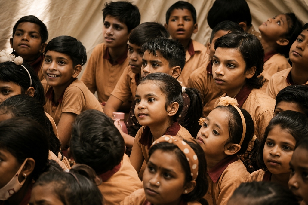 Young students at a school gathering at St. Theresa's