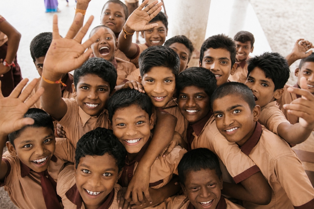 Happy students smiling together at St. Theresa's